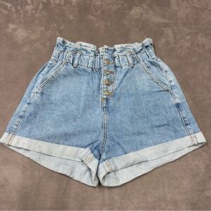 Top shop Denim High-Waisted paper bag rolled cuffs Women Shorts size 4 Y2K